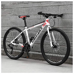ACDRX Bici 26 Pollici 21 velocità, Adulto Bicicletta MTB, Bicicletta, Bicicletta Mountain Bike, Biciclette, Doppio Freno A Disco, Acciaio Alto Tenore Carbonio Telaio, White Red