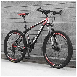 ACDRX Bici 26 Pollici 21 velocità, Adulto Bicicletta MTB, Bicicletta Mountain Bike, Bicicletta, Biciclette, Doppio Freno A Disco, Acciaio Alto Tenore Carbonio Telaio, Black Red
