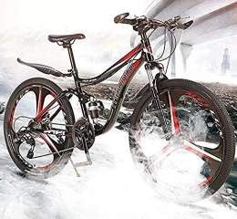 Abrahmliy Bici 26 pollici mountain bike bici a sospensione completa MTB bike con telaio in acciaio ad alto tenore di carbonio e sedile regolabile pedali in PVC e pneumatici da montagna doppio freno a disco