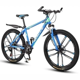LapooH Bici 26 pollici Mountain Bike per MTB da bicicletta da donna per uomo adulto 21 / 24 / 27 Velocità Telaio in acciaio al carbonio leggero con sospensione anteriore, Blu, 24 speed