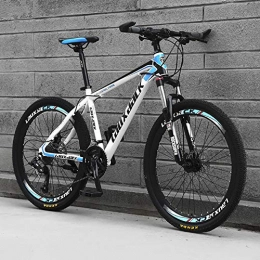 RICHLN Mountain Bike Adulti Studente Moto Vettura Facile Da Trasportare Leggero Alto-acciaio Al Carbonio Ammortizzatore Telaio Smorzamento Biciclette Mtb, Pieghevole Mountain Bike All'Aperto Bianco / blu 26", 21 Velocità