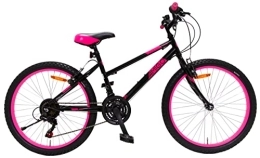amiGO Bici Amigo Power - Mountain bike per ragazze - 26 pollici - Shimano 18 velocità - adatta a partire da 150 cm - con freno a mano e supporto bicicletta - nero / rosa