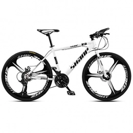 BCX Bici BCX Mountain bike da 26 pollici, mountain bike hardtail da uomo con freno a doppio disco, sedile regolabile per bicicletta, telaio in acciaio ad alto tenore di carbonio, 21 velocità, 6 raggi bianchi,