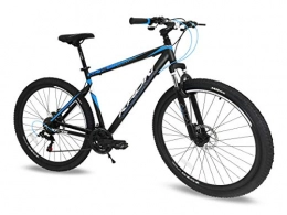 Bicicletta alluminio Kron XC 75 MTB 29'' pollici ammortizzata 21 Velocita' Shimano bici Mountain Bike nera con freni idraulici (Nero - Blu)