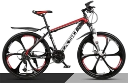 Generic Bici Bicicletta, Mountain Bike in Acciaio ad Alto tenore di Carbonio 26 Pollici Ruota a Raggi Doppia Sospensione, MTB da Uomo (Color : Black Red, Size : 21 Speed)