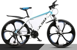 Generic Mountain Bike Bicicletta, Mountain Bike in Acciaio ad Alto tenore di Carbonio 26 Pollici Ruota a Raggi Doppia Sospensione, MTB da Uomo (Color : White Blue, Size : 21 Speed)