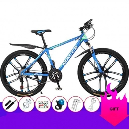 GXQZCL-1 Bici Bicicletta Mountainbike, 26inch Mountain Bike, Biciclette Telaio acciaio al carbonio, doppio freno a disco e sospensione anteriore, telaio 17inch MTB Bike ( Color : Blue+Green , Size : 21 Speed )