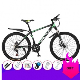 GXQZCL-1 Bici Bicicletta Mountainbike, Mountain bike, telaio in acciaio Biciclette da montagna, doppio freno a disco e le sospensioni anteriori, 26inch Spoke Wheel MTB Bike ( Color : Black+Green , Size : 21 Speed )