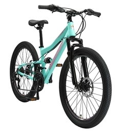 BIKESTAR  BIKESTAR MTB Mountain bike sospensione completa per bambini 8 anni | Bicicletta 24 pollici 21 velocità Shimano, freni a disco | Menta