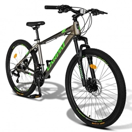 CARPAT SPORT Bici Carpat Sport Mountain bike in alluminio da 29 pollici, cambio a 21 marce, freno a disco, bicicletta adatta per adulti, in alluminio, MTB, grigio e verde