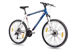 CHRISSON Bici CHRISSON '26 pollici MTB Mountain Bike Bicicletta allweger Alu con 24 G Deore Blu Bianco Opaco, 53 cm