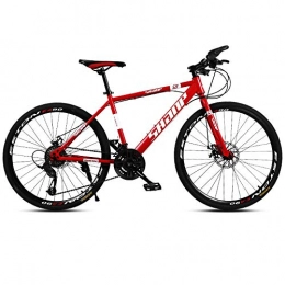 YIKUI Mountain Bike Country Mountain Bike, Lega di alluminio ruota dell'ammortizzatore da 24 / 26 pollici, freno a doppio disco fuoristrada, cambio da bicicletta, MTB per adulti con sedile regolabile, Rosso, 24 inch 21 speed
