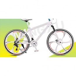 Domrx Bici Doppio Disco Ammortizzatore per Bicicletta Telaio in Acciaio ad Alto tenore di Carbonio per Adulti Uomini e Donne Sci di Fondo ricreativo Bianco