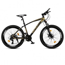 Dsrgwe Mountain Bike Dsrgwe Mountain Bike, 26” Mountain Bike, Acciaio al Carbonio Telaio Biciclette Montagna, Doppio Disco Freno e Forcella Anteriore, 26inch Ruote (Color : Black+Gold, Size : 24 Speed)