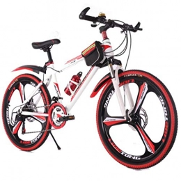 Dsrgwe Bici Dsrgwe Mountain Bike, Mountain Bike, 26inch a rotelle, in Acciaio Biciclette Telaio, Doppio Freno a Disco e Sospensione Anteriore (Color : White+Red, Size : 21 Speed)