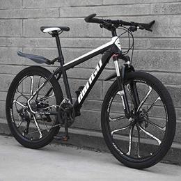  Bici Elegante Mountain Bike a velocità variabile 21 / 24 / 27 / 30 velocità Telaio in Acciaio al Carbonio 24 Pollici Ruote a 10 Razze Bicicletta Ammortizzante MTB, Nera, 27 velocità
