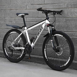  Mountain Bike Elegante Mountain Bike, Telaio in Acciaio al Carbonio con Cambio a 27 velocità Bicicletta per Adulti Bicicletta da Fondo per Esterni, Bianco, 26 Pollici