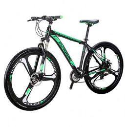 EUROBIKE Mountain Bike Eurobike uomo mountain bike x9 bici 73, 7 cm 21SPEED Dual disco freno ruote a raggi bici, Green