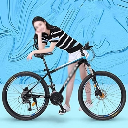 FBDGNG Bici FBDGNG - Mountain bike da uomo con ruote da 26 / 27, 5", telaio in lega di alluminio, 27 velocità, con doppio freno a disco idraulico e forcella a sospensione bloccabile (dimensioni: 26", colore: blu)