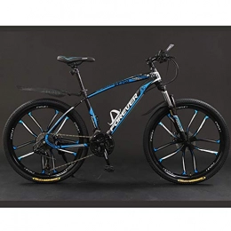 XIGE Bici Freni a doppio disco Bicicletta alluminio Mountain Bike per adulti / 10 coltelli da bicicletta Bicicletta a doppio disco freno Telaio in alluminio Uomo / donna Mountain Off-road Bike-blue-24speed_26in