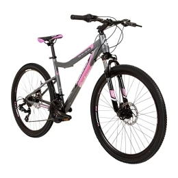 Galano Mountain Bike Galano GX-26 - Mountain bike Hardtail da 26", per donna / ragazzo, 44 cm, colore: grigio / rosa
