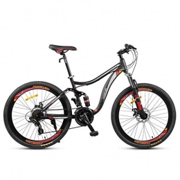 GXQZCL-1 Bici GXQZCL-1 Bicicletta Mountainbike, 26inch Mountain Bike, Acciaio al Carbonio Struttura della Montagna HardtailBicycles, Doppio Freno a Disco e Full Suspension, 24 velocit MTB Bike (Color : Black)