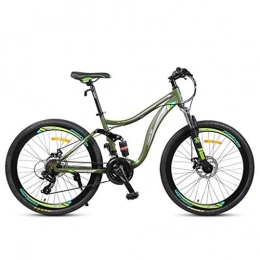 GXQZCL-1 Bici GXQZCL-1 Bicicletta Mountainbike, 26inch Mountain Bike, Acciaio al Carbonio Struttura della Montagna HardtailBicycles, Doppio Freno a Disco e Full Suspension, 24 velocit MTB Bike (Color : Green)