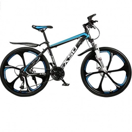 BNMKL Bici Hardtail Mountain Bike, 26 Pollici-21 / 24 / 27 velocità MTB Bike, Sospensioni Anteriori, Freni A Disco, Alto-Acciaio al Carbonio Bike, Black Blue, 26In 21Speed