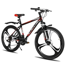 ivil Mountain Bike Hiland, mountain bike MTB da 26 pollici, con telaio in alluminio da 17 pollici, freno a disco, forcella ammortizzata, 3 ruote a raggi, per ragazzi e ragazze, colore nero e rosso