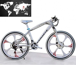 HongLianRiven Bici HongLianRiven - Mountain bike per uomo e donna, 26 pollici, 27 velocità, una ruota, doppio freno a disco, ammortizzazione, bicicletta per studenti, colore: Bianco 7-14