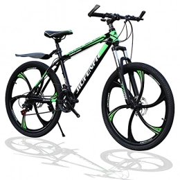 HT&PJ Bici HT&PJ Mountain bike da uomo, 24", 21 marce, telaio in acciaio al carbonio e doppio sistema di assorbimento degli urti, forcella anteriore bloccabile e freni doppi (verde)