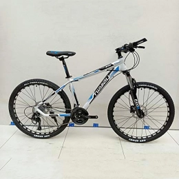 Huwai Mountain Bike 26 Inch27speed Bici Unisex in Acciaio Bike Doppio Freno a Disco in Carbonio Mountain Bike Full Suspended Bicicletta (Bianco Rosso, Bianco Blu),White Blue