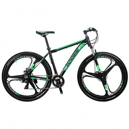 HYLK Bici HYLK Mountain Bike X9 21 velocità 29pollici Ruote a 3 Razze Doppia Sospensione Bicicletta (Verde)