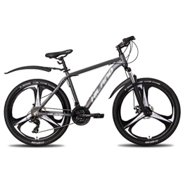IEASE Mountain Bike IEASEzxc Bicycle 26 inch 21 Speed Aluminum Alloy Suspension Fork Bicycle Double Disc Brake Mountain Bike and Fenders (Color : Grey)