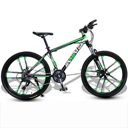 JLZXC Bici JLZXC Mountain Bike Mountain Bike, 26 Pollici Uomini / Donne Hardtail Bici, Acciaio al Carbonio Telaio Doppio Disco Freno E Sospensione Anteriore (Color : Black+Green, Size : 24 Speed)
