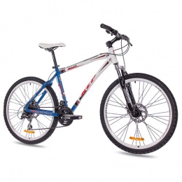 KCP Mountain Bike KCP Pulse - Bicicletta da mountain bike da 26", in alluminio, 24 marce, colore: blu / bianco - 66, 0 (26 pollici)
