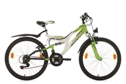 KS Cycling  KS Cycling Bici bambino Mountainbike Fully 24“ Zodiac bianco-verde 38 cm