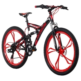KS Cycling Mountain Bike KS Cycling, Mountain bike Fully Topspin RH Unisex adulto, nero / rosso, 26 Zoll, 46 cm