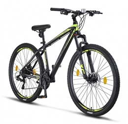 Licorne Bike Bici Licorne Bike Diamond Premium Mountain bike in alluminio, per ragazzi, ragazze, uomini e donne, cambio a 21 marce, freno a disco da uomo, forcella anteriore regolabile (29 pollici, colore nero)