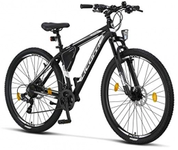 Licorne Bike Bici Licorne - Mountain bike Premium per bambini, bambine, uomini e donne, con cambio Shimano a 21 marce, Uomo, nero / bianco (2 freni a disco)., 26 inches