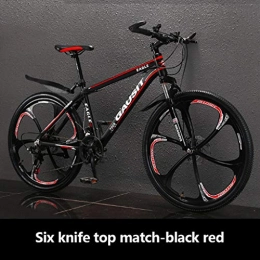 HUO FEI NIAO Bici Mountain Bike 24 / 27 Velocità 6 razze 26 pollici doppio disco freno della bicicletta, telaio in lega di alluminio, ergonomica Polpetta Guanti, colori multipli ( Colore : Black red , Taglia : 24 speed )