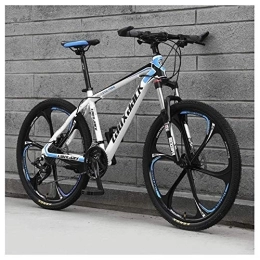 Mnjin Mountain Bike Mountain Bike a 27 velocità per Sport all'aperto Sospensione Anteriore Mountain Bike con Freni a Doppio Disco Telaio in Alluminio da 26", Blu