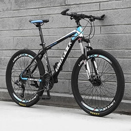 SHUI Bici Mountain Bike ， Bicicletta da Strada da 26 Pollici a 24 velocità per Adulti Telaio in Acciaio al Carbonio Bicicletta Fuoristrada da Uomo Sport Ciclismo Corsa Black-Blue Spokes