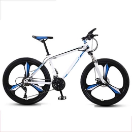 GUOHAPPY Bici Mountain bike da 150-175 cm di altezza, bici da 24 pollici con telaio in acciaio al carbonio ad alta resistenza, bici con doppio freno a disco e ammortizzatori a velocità variabile, White blue, 27