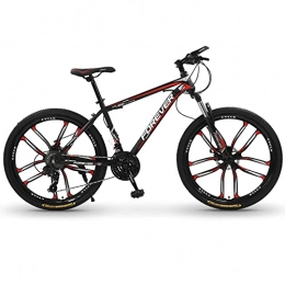 LZHi1 Bici Mountain Bike da 26 pollici per adulti con forcella a sospensione, 24 biciclette da montagna Trail Speed con doppio freno a disco, telaio in acciaio al carbonio città strada biciclet(Color:Nero rosso)