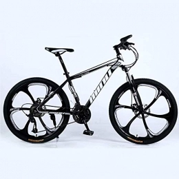 ZXL Bici Mountain bike Mountain Bike 24 / 26 pollici con doppio freno a disco, Adulto MTB, Hardtail Bicicletta con sedile regolabile, ispessito acciaio al carbonio Cornice, nera, 6 taglierine a rotelle, bici da