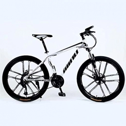 ZXL Bici Mountain bike Mountain Bike 24 / 26 pollici con doppio freno a disco, Adulto MTB, Hardtail Bicicletta con sedile regolabile, ispessito acciaio al carbonio frame, Bianco e nero, 10 Cutters a rotelle, bic