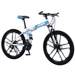 Great Bici Mountain Bike, Mountain Bike In Acciaio Al Carboncino Mtb Mens Bicycle Con Doppia Assorbimento D'urti Mountain Bike Antiscivolo Antiscivolo Resistente All'usura Pneumatici (Size:30 speed, Color:Blue)