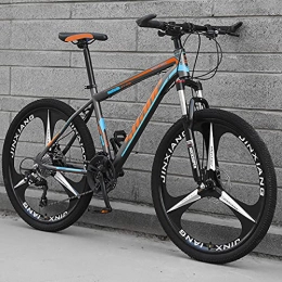 T-NJGZother Mountain Bike Mountain Bike, Off-Road per adulti, bici da spostamento, doppio smorzamento, bici per studenti maschili– [versione superiore] tre coltelli – grigio arancione_24 velocità (predefinito 26 pollici)