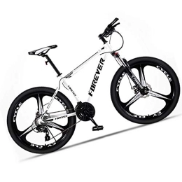 M-TOP Mountain Bike Mountain bike per adulti, in acciaio ad alto carbonio, velocità di discesa, MTB con sospensione anteriore e freno a disco meccanico, bianco, 24 velocità, 26 pollici